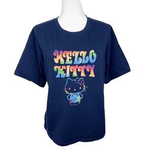 Uniqlo x Hello Kitty 50th Anniversary Shirt Women Extra Large Blue S/S Sanrio